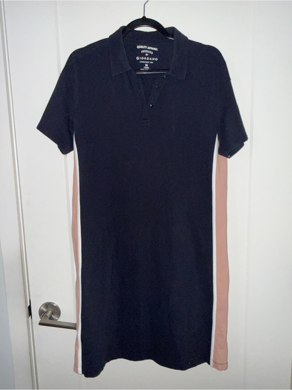 Giordano Navy Pink Colorblock Polo Dress XL Casual Stretch Dress